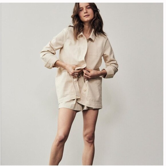Madewell Womens XS Becker Oversized Chore Coat Longlined In Cream Boho Gorpcore - Picture 1 of 10